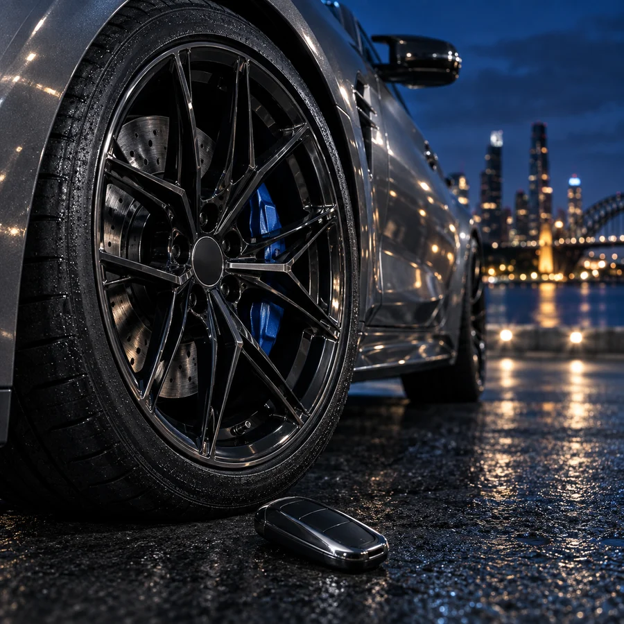 Illustrative BMW wheel and key detail